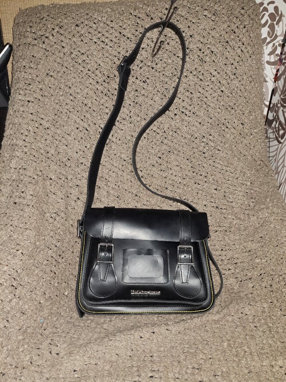 DR. MARTENS-Leather Satchel Crossbody Bag Black AB097001-Near Mint